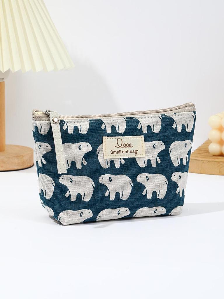 Multifunctional 3D Linen Makeup & Coin Bag with Large Capacity