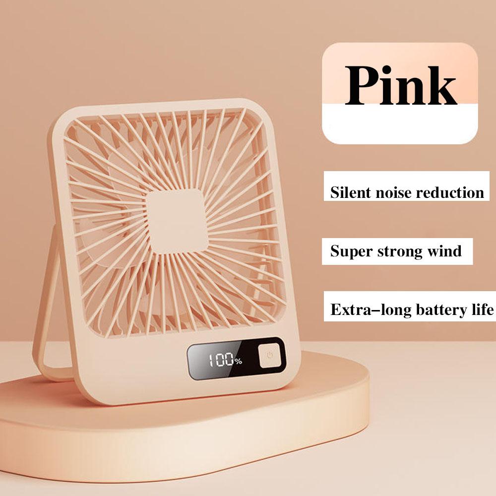 

Настольный вентилятор Портативный вентилятор Перезаряжаемый Регулировка 5 скоростей Вращающийся на 180° Складной вентилятор С аккумулятором Цифровой дисплей Бесшумный вентилятор розовый