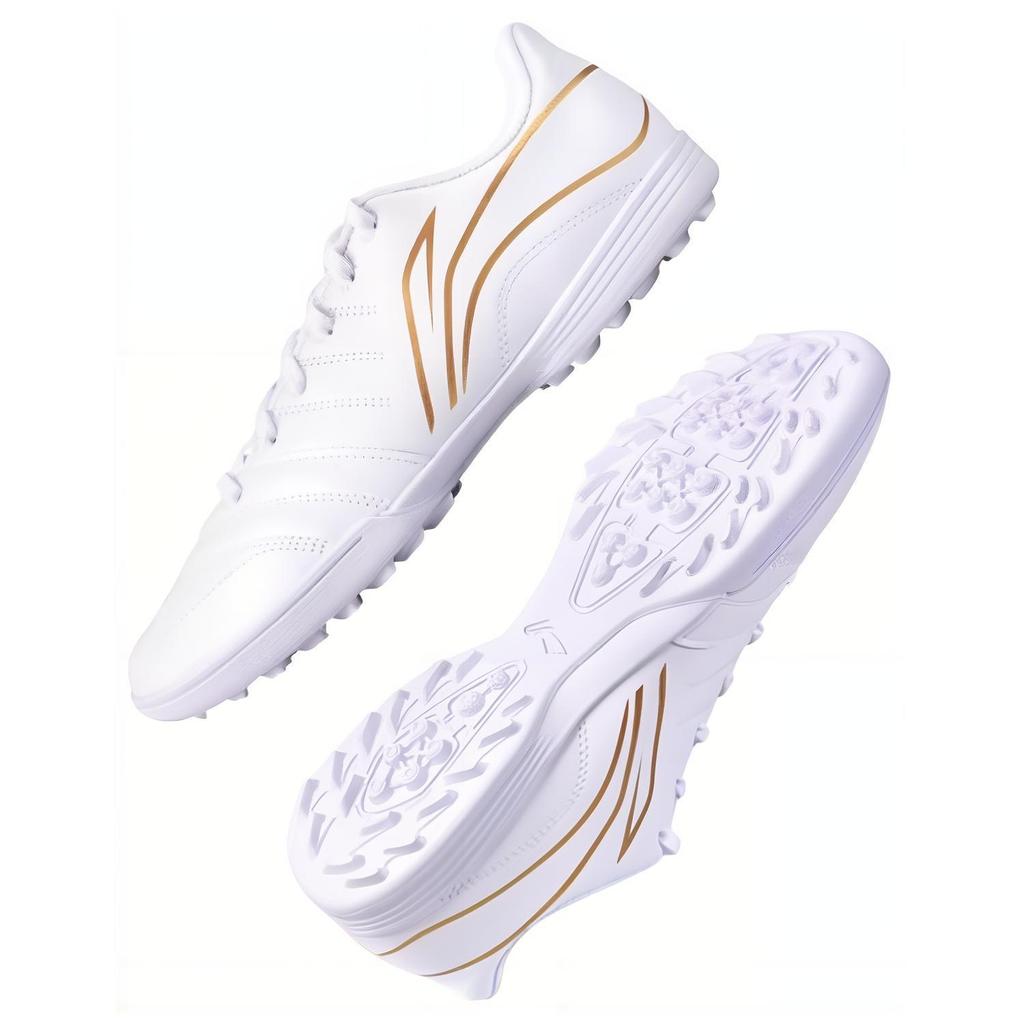 Li Ning Bequeme Freizeit-TF (Gummistollen) Kunstrasen Stoßdämpfende Langlebige Fußballschuhe Unisex Fußballschuhe Platin YSTU039-4