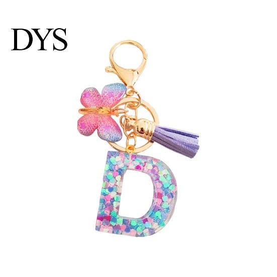 Mobile Phone Charm Butterfly Initial Letter Keychain Pendant Exquisite Practicality Backpack School Relief Craftsmanship Bag Decoration Purple