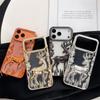Women Girl's Glitter Diamond Elk Phone Case For iPhone 17 Air 12 13 14 15 16 17 Pro Max Transparent Plating Soft Silicone Cover
