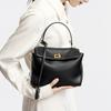 First Layer Cowhide Lock Fashionable Versatile Messenger Bag Women's New Black Shoulder Niche High-end Women's Handbag