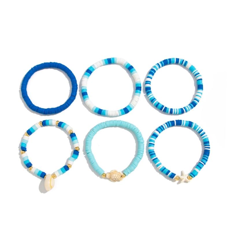 Handmade Soft Clay Beaded Bracelet Stackable Bracelet Heart Unisex Accessory Soft Clay Wristband Set for Fashion Lover
