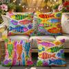 1/4pcs Boho Colorful Fish Print Throw Pillow Covers Set of 4 Home farmhouse outdoor decoration cushion cover