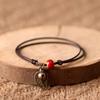 Ethnic Style Anklet For Women Vintage Bronze Leaf & Bell With Colorful Ceramic Bead Pendant On Leather Rope