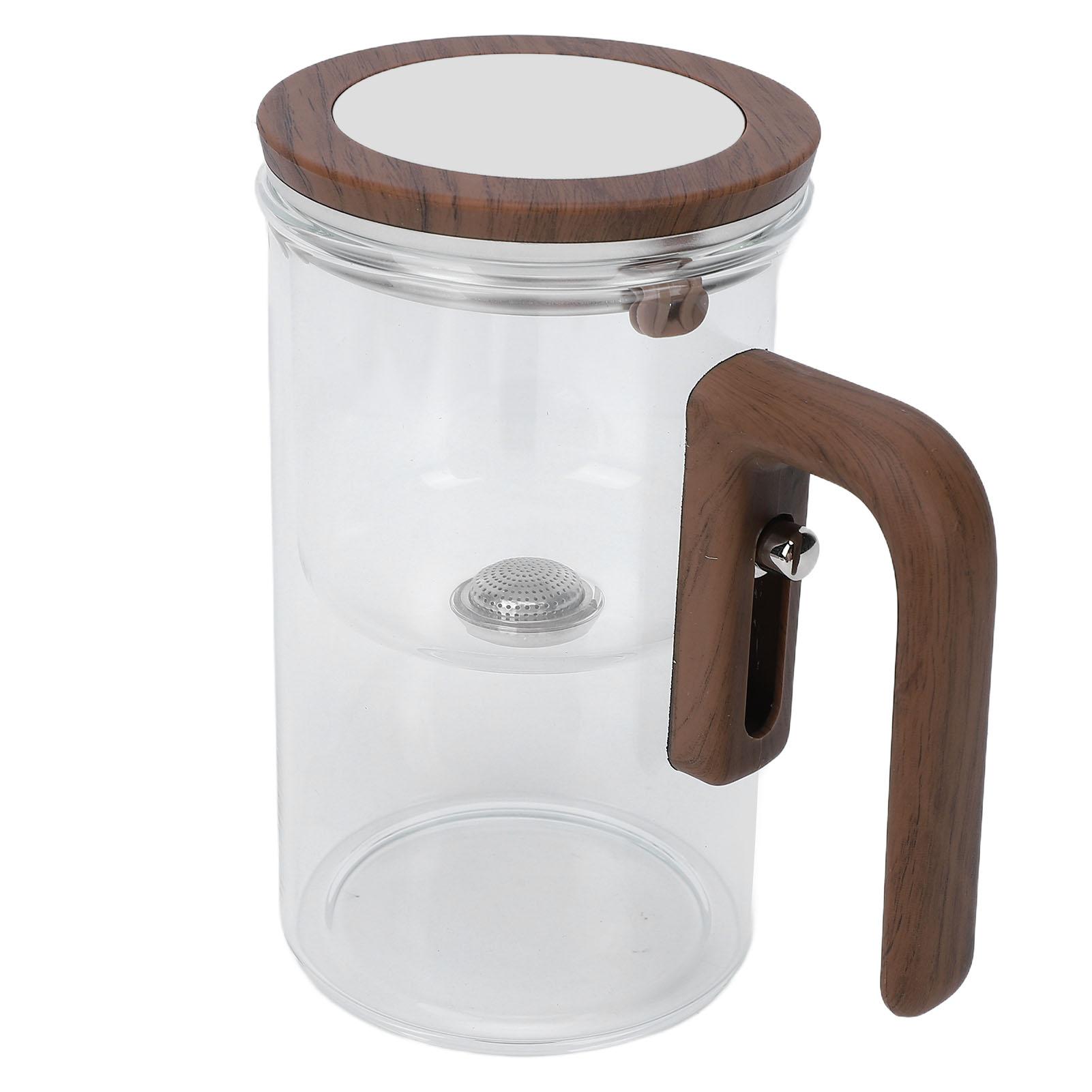 

Glass Teapot with Strainer 600ml Magnetic Water Separation Tea Pot with Wooden Handle 2 Cups for Home Restaurant