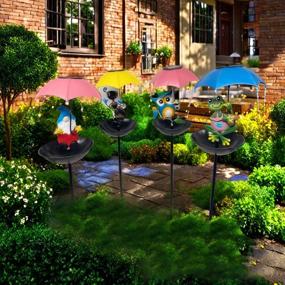 LED Solar Outdoor Lights with Bird Feeder Decoration Atmosphere Light Cute Garden Decorative Stake for Outdoor Villa Yard Decor