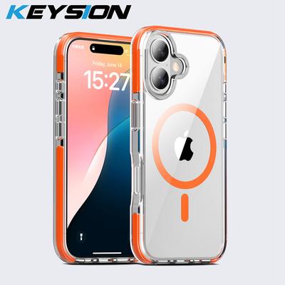 KEYSION Transparent Case for MagSafe for iPhone 16 15 Plus Colorful Collision Shockproof Phone Cover for for iPhone 16 Plus 15