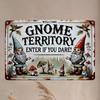 Tin Sign Welcome Gnome Territory Enter If You Dare Funny Garden Gnome Metal Wall Art Vintage Rustic Outdoor Plaque for Home Bar