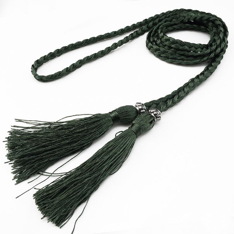 Damesleren riem in Koreaanse stijl met strik en kwastje tailleketting