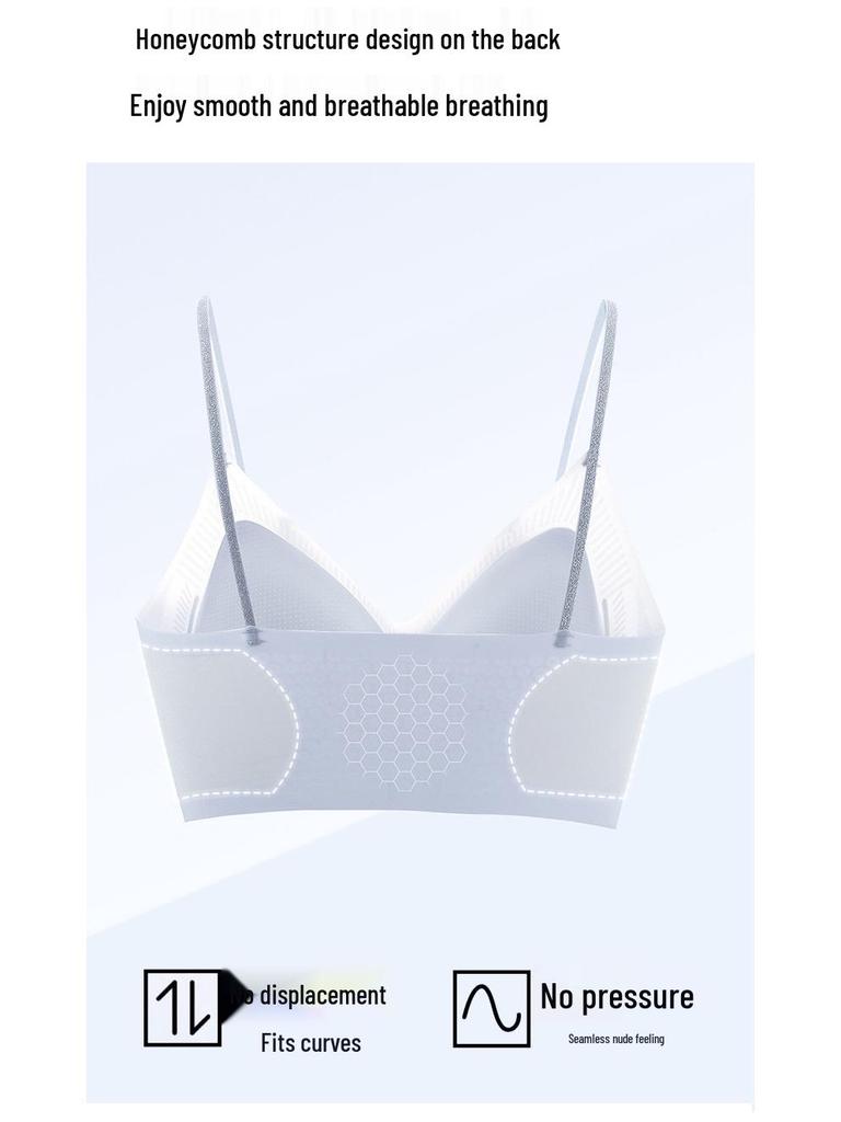 Kräuter-Kamelie Cool Summer Nahtloser Spaghetti-Träger-BH für Damen