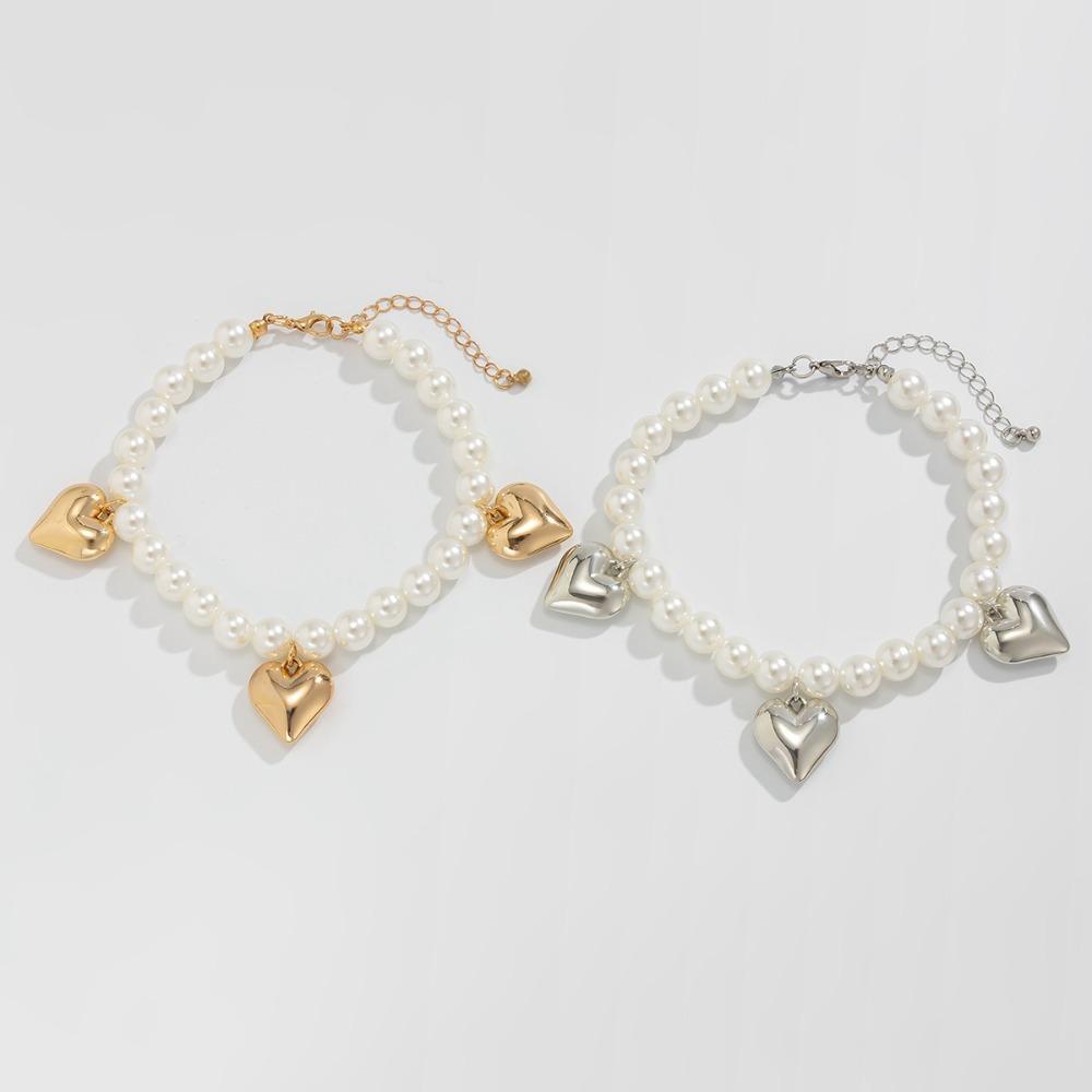 

2Pcs/Set Adjustable Pearl Anklet Imitation Pearl Ankle Chain Elegant Foot Chain Women Jewelry White