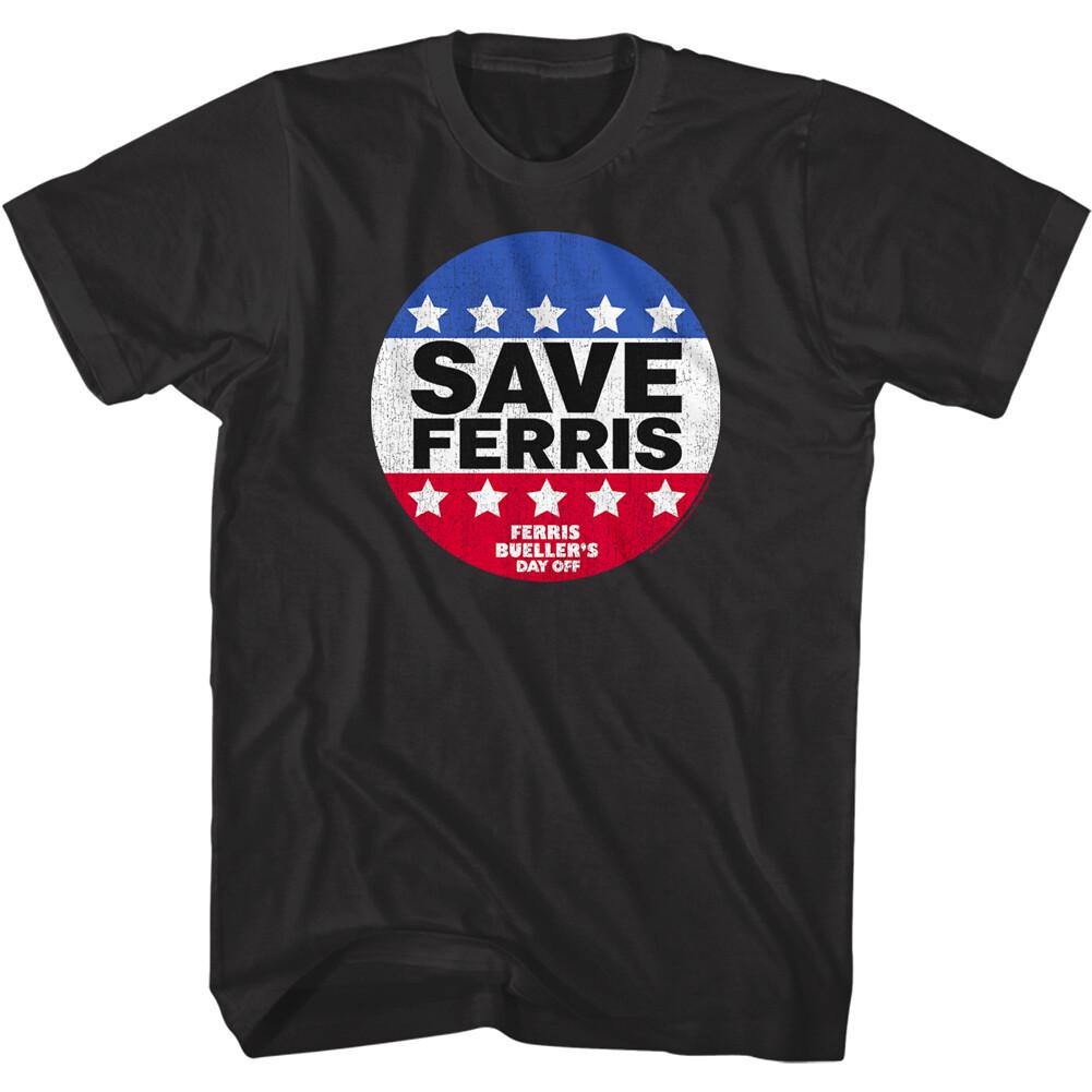 Ferris Bueller Day Off SAVE FERRIS Button Men T Shirt Vote Stars Comedy S