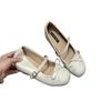 French Fairy Style Red Square Head Mary Jane Shoes Girl Spring 2025 New Bow Flat Ballet Shoes
