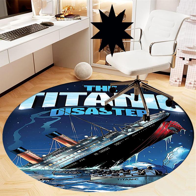 Titanic Printed Round Rug Carpet Chair Rug Area Rug Entryway Doormats,for Office Chair Living Room Bedroom Kitchen Room.