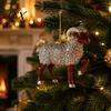 White Sheep Christmas Tree Decorations 2D Acrylic Keychain, Lamb Pendant for Car Rearview Mirror, Seasonal Home Ornament Backpack Bag Charm,