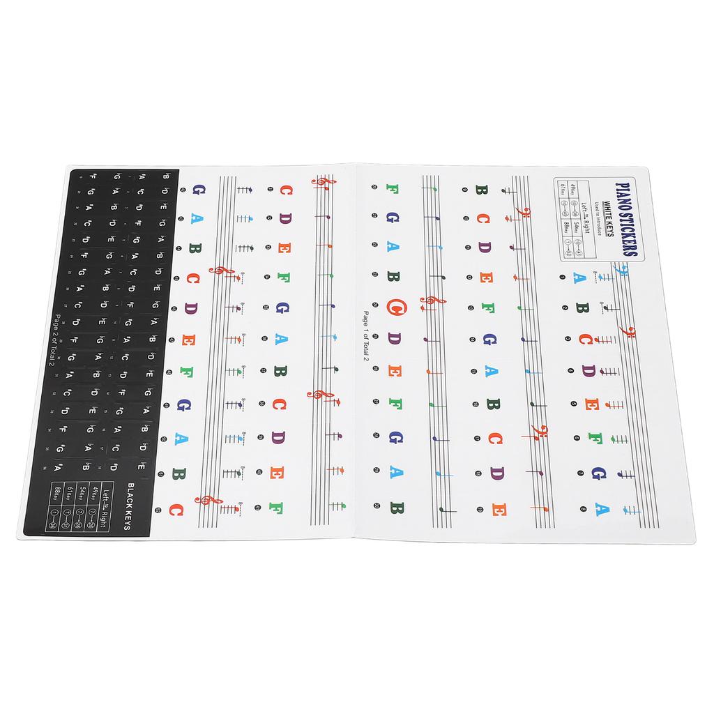 Piano Keyboard Stickers for 88 61 54 49 Key PVC Removable Piano Keyboard Letters for Beginners and Kids