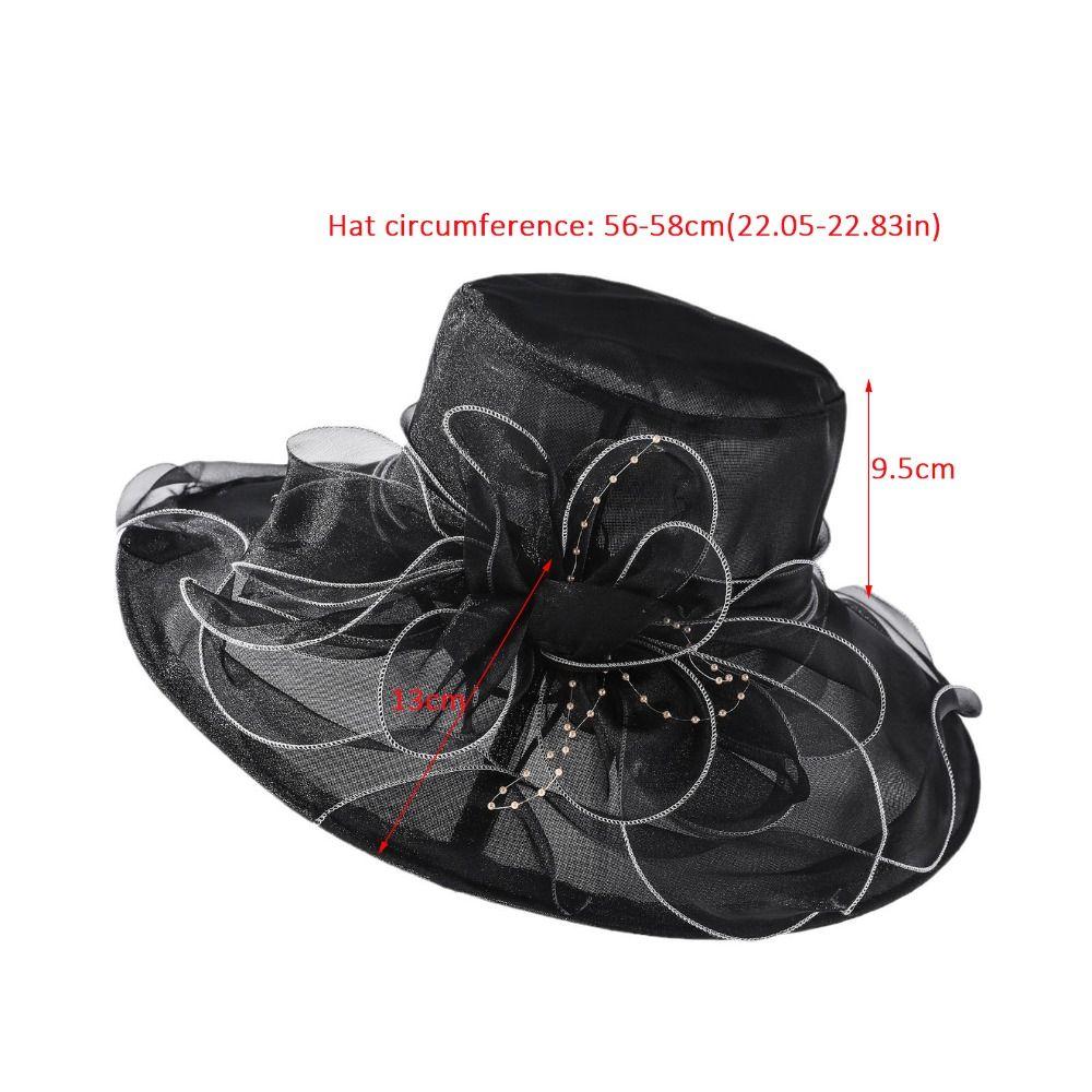 Organza Summer Ruffles Sun Hat Wide Brim Bridal Tea Party Wedding Hat Classy Women Derby Hat