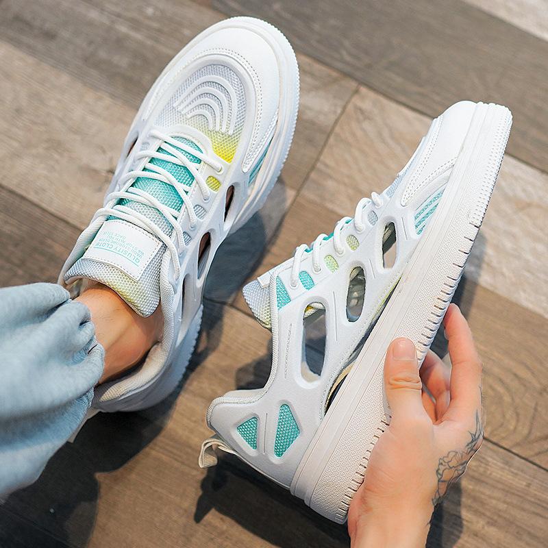 Sandals men's summer hollow breathable driving casual board shoes trendy hole shoes sports beach shoes white shoes