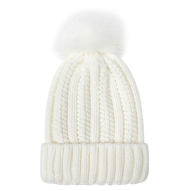 Fashion Solid Color Knitted Hat Pompom Thick Casual Simple Fall Winter All-match