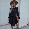 Temperament and Elegance Outer Wear Fashion Women's Long Sleeve Black Loose Dresses