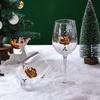 Santa Claus Snowman Pattern Christmas Theme Glass Goblet Transparent Crystal Cups Christmas Gift