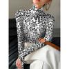 Lady's Sexy High-neck Long-sleeved T-shirt, Soft Texture for Autumn and Winter Tops, Machine Washable