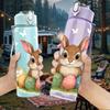 1PC Easter Bunny Egg Floral 750ml Color Plastic Sports Water Bottle Leakproof Flip Straw Lid Suitable for Sports Office Home Use