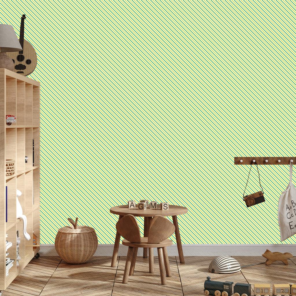 Lime and mint stripes wallpaper for living room and bedroom 50x1000