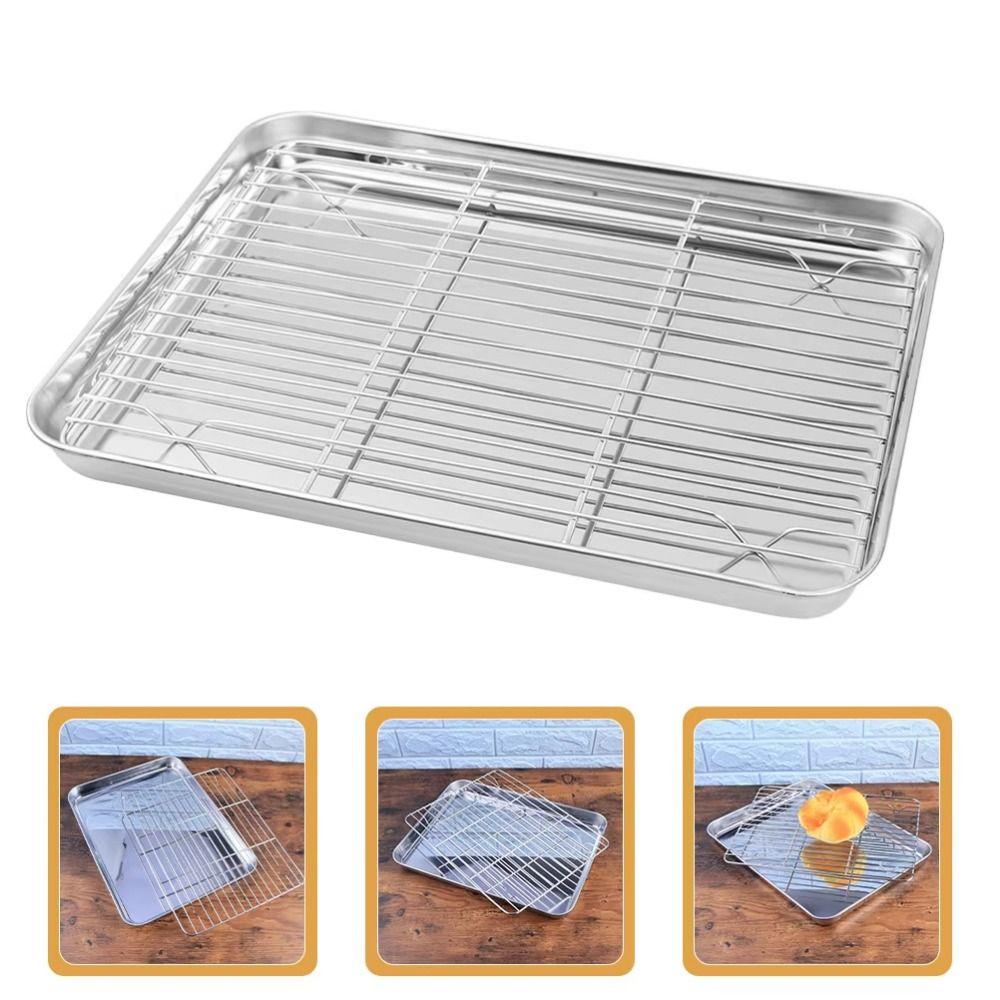 Stainless Steel Baking Pan with Rack Removable Draining Oil Pan Steaming Cooling Racks Household
