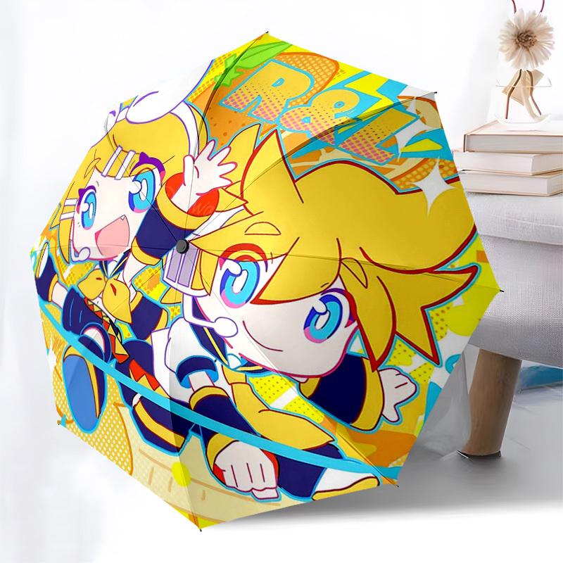 1pc Rainbow Chibi Characters Outdoor Umbrella - Automatic Opening/Closing, Portable 3-Fold Design, 8-Bone Iron Frame, Perfect Gift for Fans, Trav