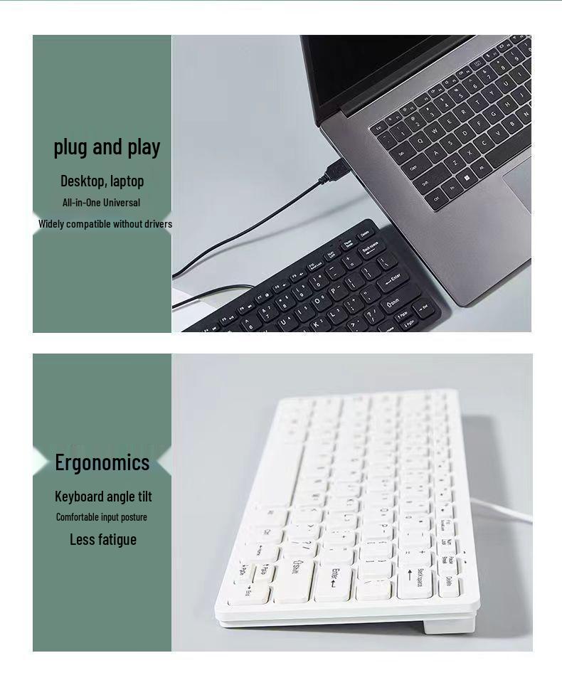 Wired Mini USB Chocolate Keyboard with Silent Keys and LOGO
