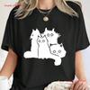 100 Cotton Unisexs White Cat Print Crew Neck T Shirt Fashionable Top Vintage Soft Casual Stylish Slightly Graphic