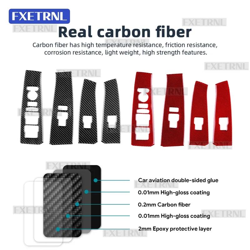 Real Soft Carbon Fiber Car Window Lift Button Panel Trim Sticker For Honda Civic Type R 11th FL5 2022 2023 2024 2025 LHD RHD.