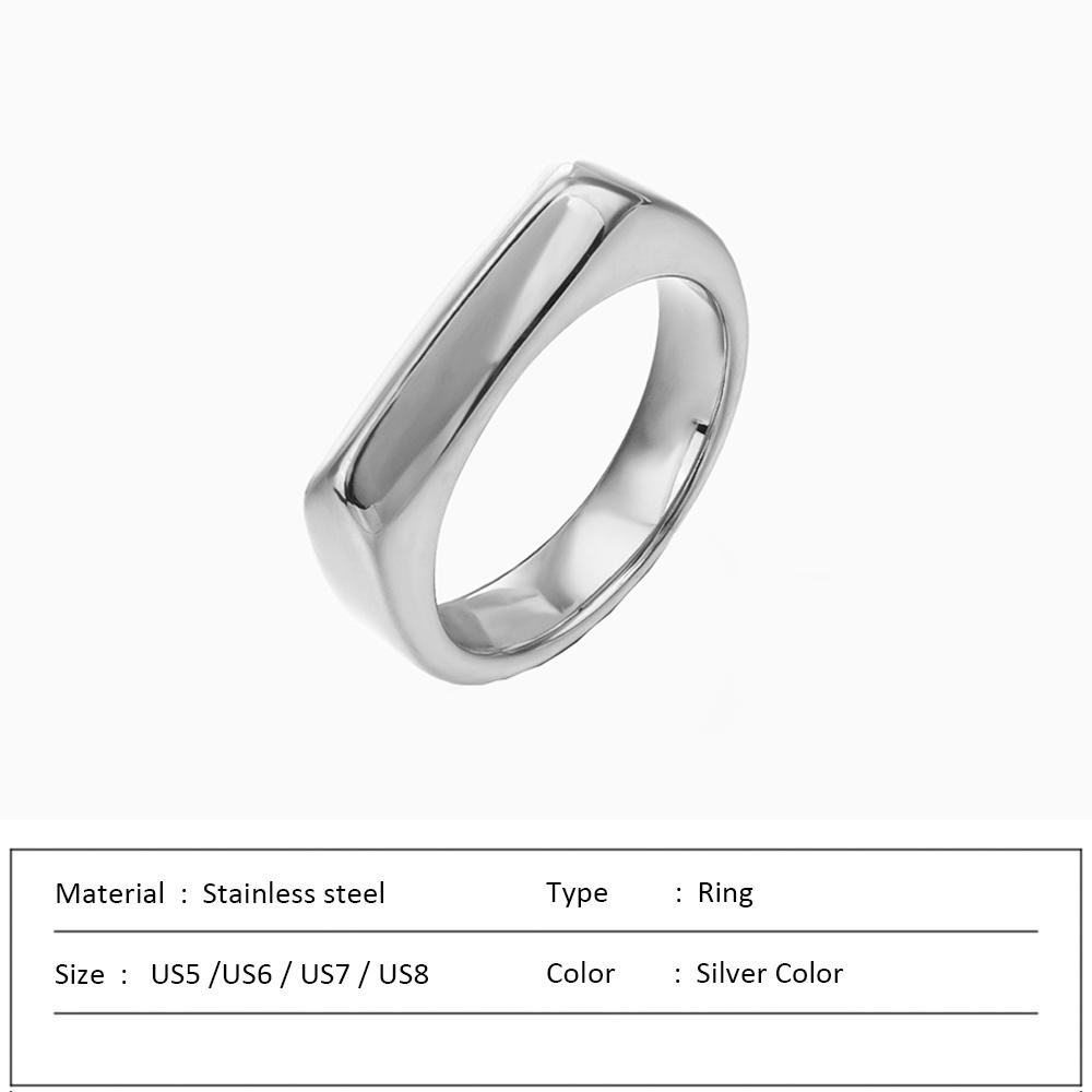 Waterproof Stainless Steel Ring for Women Non-fading Heart Ring Stylish Metal Rings Simple New Jewelry