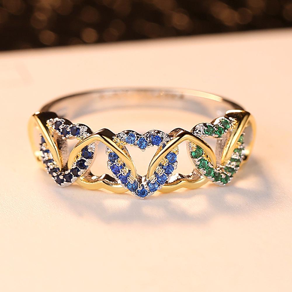Two-Tone Heart-Shaped Zircon Ring - Women's Light Luxury Fashion Design