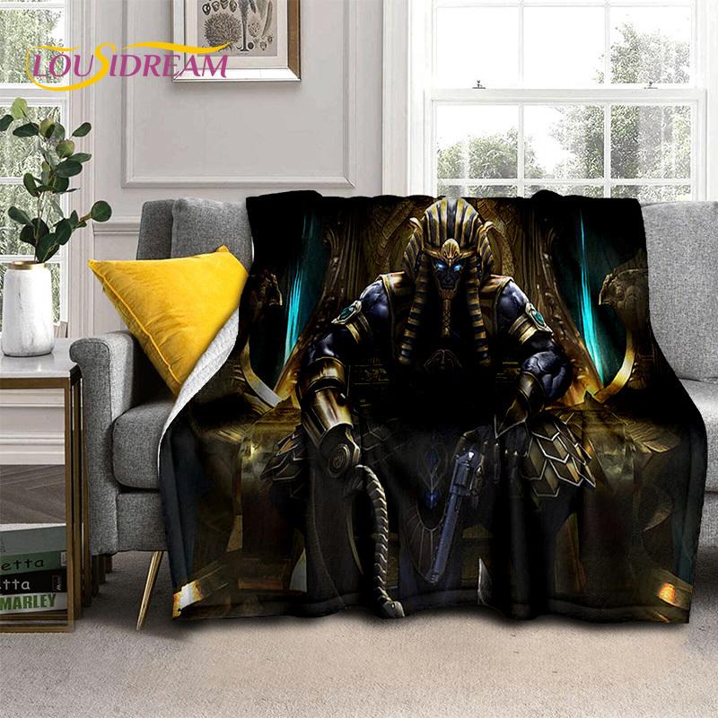 Decke mit ägyptischen Mythologie-Pharao-Hieroglyphen, weiche Überwurfdecke für Zuhause, Schlafzimmer, Bett, Sofa, Picknick, Reisen, Büro, Decke