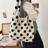 Fashionable Plush Dog Print Shoulder Tote Bag Soft Large Capacity For Everyday Use