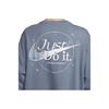 Nike Solid Color Logo Print Letter Round Neck Loose Long Sleeve T-Shirt Women Tops Finn-Blue DX7935-425