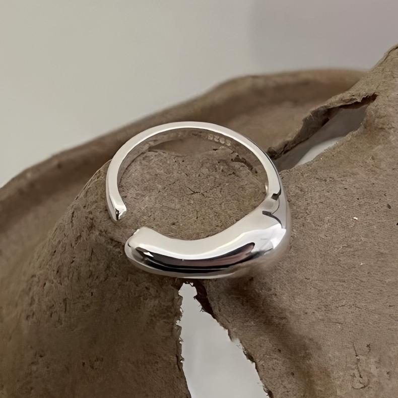 PANJBJ 925 Silver Frosting Geometry Ring for Women Wide Texture Versatile Handmade Ins Jewelry Gift