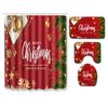 Christmas Shower Curtain Floor Mat Combination Four-Piece Set Bathroom Toilet Non-Slip Carpet Shower Room Absorbent Door Mat
