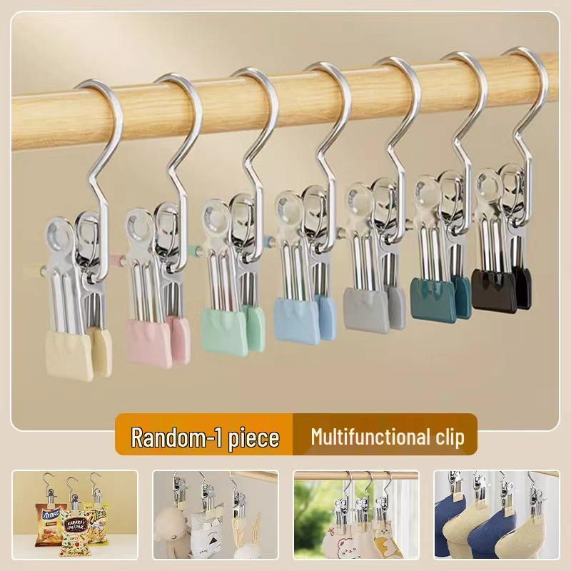 Stainless Steel Windproof Hanger with No-Mark Clips for Hats, Pants, and Socks