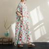 DIMANAF Women 2025 Summer Plus Size Casual Dress Basic Loose Vintage Long Dress Maxi Floral Linen New