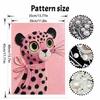 DIY Frameless Pearl Art Painting Kit Pink Leopard With Bow Knot 3D Sparkling Bead Canvas Gift for Craft Lovers Home Wall Decor Art Project