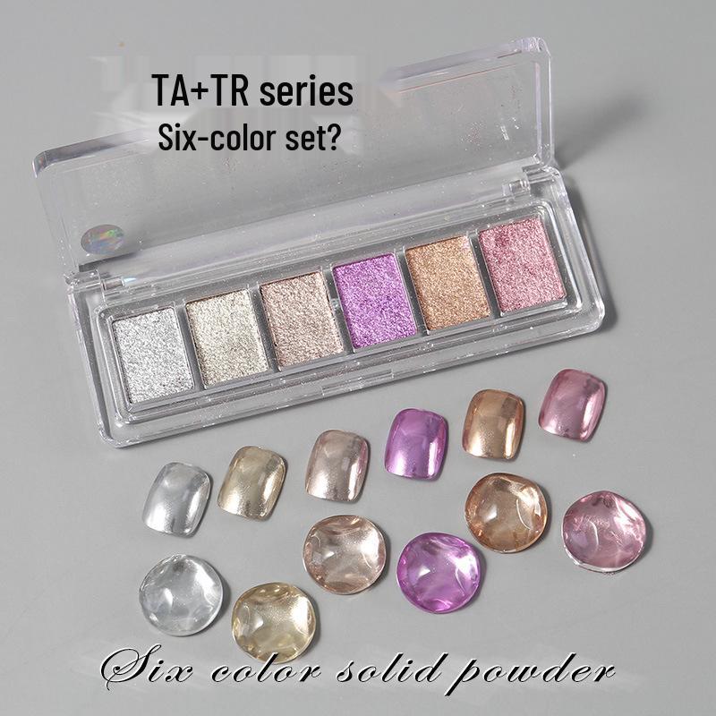 Твердая пудра «Волшебное зеркало»: 6-цветная палетка ярких теней для век для салона ногтей - Русалка Фея Аврора Контурирующая пудра