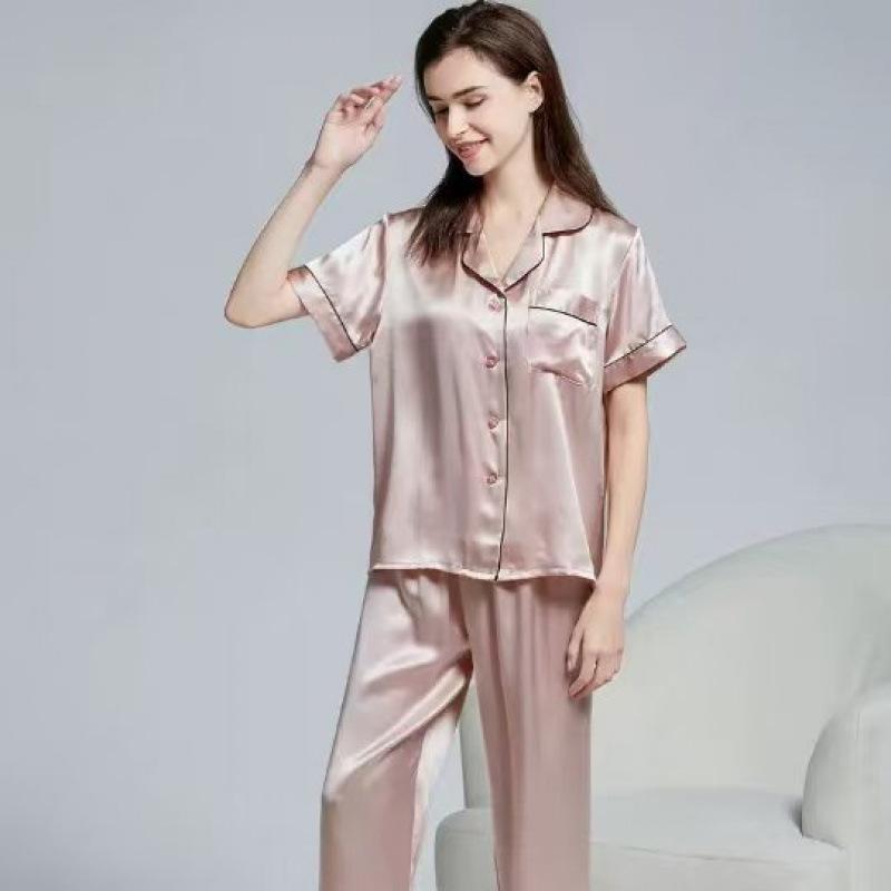 Women's Silk Pajama Set: Long Sleeve Two-Piece, 100% Mulberry Silk, Versatile for Home or Outdoors, Spring/Summer Style