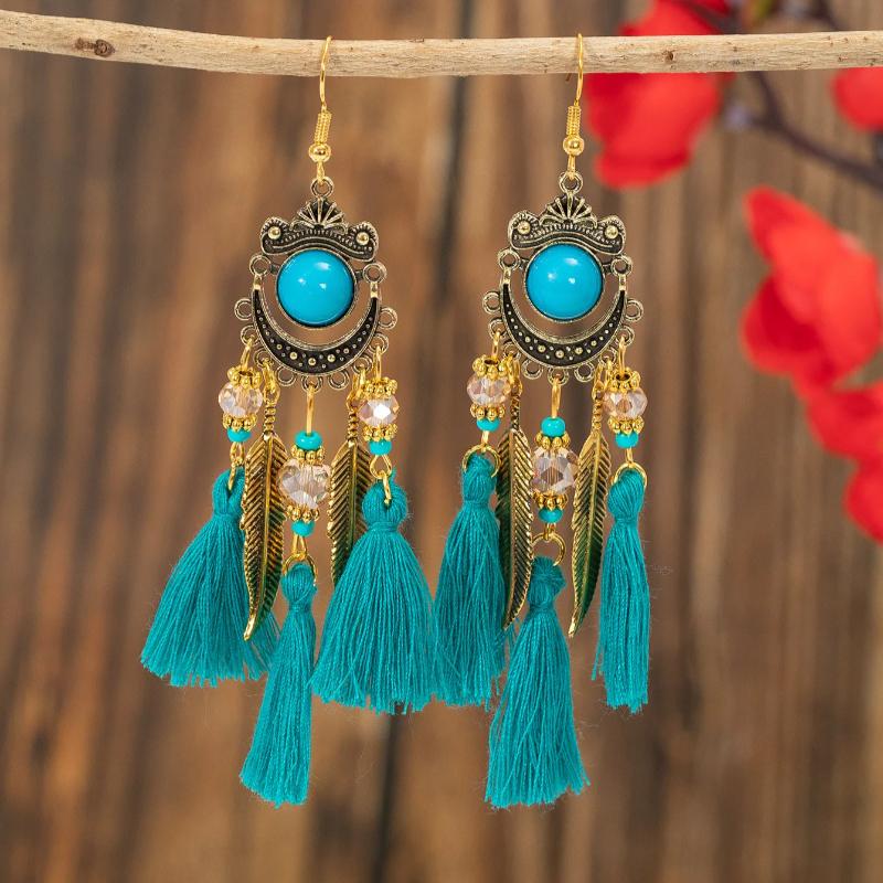 Bohemian Tribal Ethnic Style Long Fringed Earrings Cross-border Earrings Vacation Travel Jewelry Wholesale