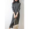 2022 Women’s High-Neck Ribbed Wool Knit Dress - Slimming Over-the-Knee Base Layer