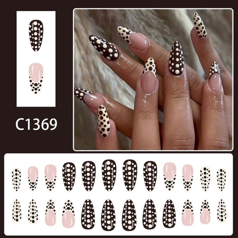 24Pieces Almond Shape False Nail Featuring Yellow French Design ABS Press On Nail Instants Manicure Kit