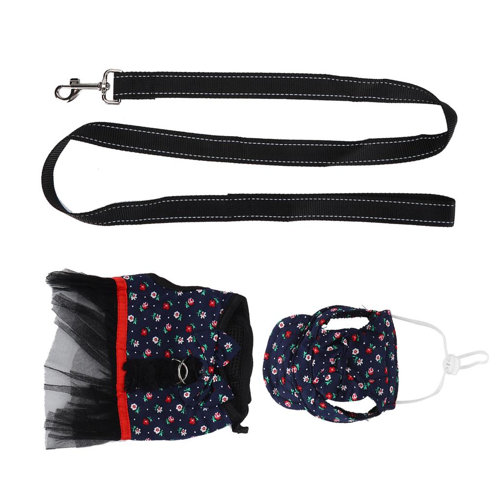 Pet Pig Vest Harness Skrits with Leash Cap Pigs EscapeProof Walking Dress Harness Strap(Blue M)